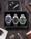 Geschenk Herren Armbanduhr Dreifach Set Kollektion - Blau, Schwarz und Grüne Zifferblatt